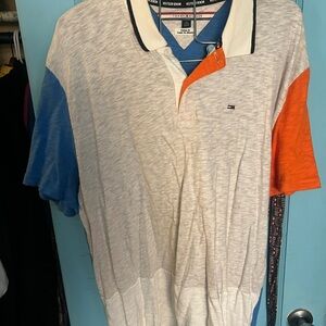 Tommy Hilfiger Men's Polo Shirt - Blue, Orange, White